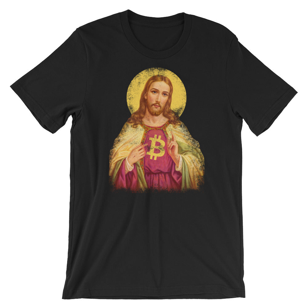 Sacred Bitcoin Jesus Cryptocurrency Shirt Short-Sleeve Unisex T-Shirt –  Satoshi Gear