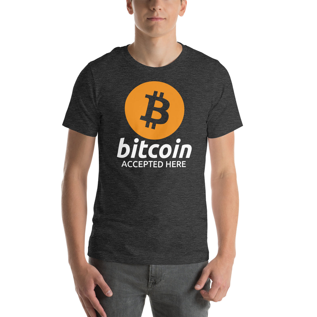 Bitcoin Accepted Here Logo / Symbol Short-Sleeve Unisex T-Shirt
