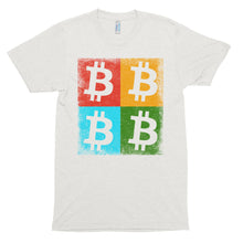 Bitcoin Logo Colorful Squares Tshirt - White t shirt