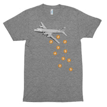 Unique Bitcoin Airplane Bomber Tshirt - BTC Logo - Grey