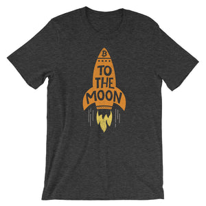 To The Moon Rocketship Bitcoin T Shirt Unisex | Vintage Textured Look BTC