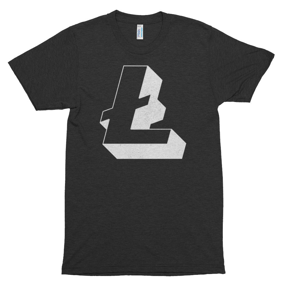 Litecoin 3D (Distressed) Logo Symbol Tshirt | Short sleeve soft t-shirt