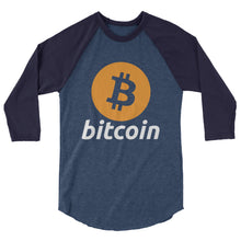 Bitcoin Tshirt Logo Long Sleeve Raglan - Blue t shirt