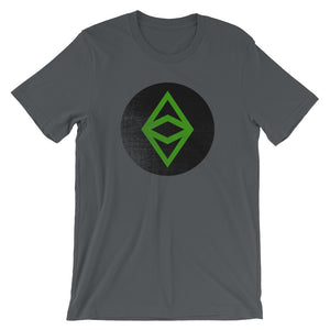 Ethereum Classic Logo Circle Worn Look Tee | Cryptocurrency ETC Short-Sleeve Unisex T-Shirt