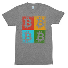 Bitcoin Logo Colorful Squares Tshirt - Grey t shirt