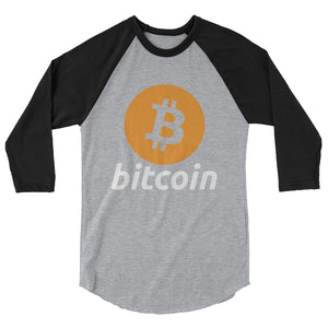 Bitcoin Tshirt Logo Long Sleeve Raglan - Black / Grey t shirt