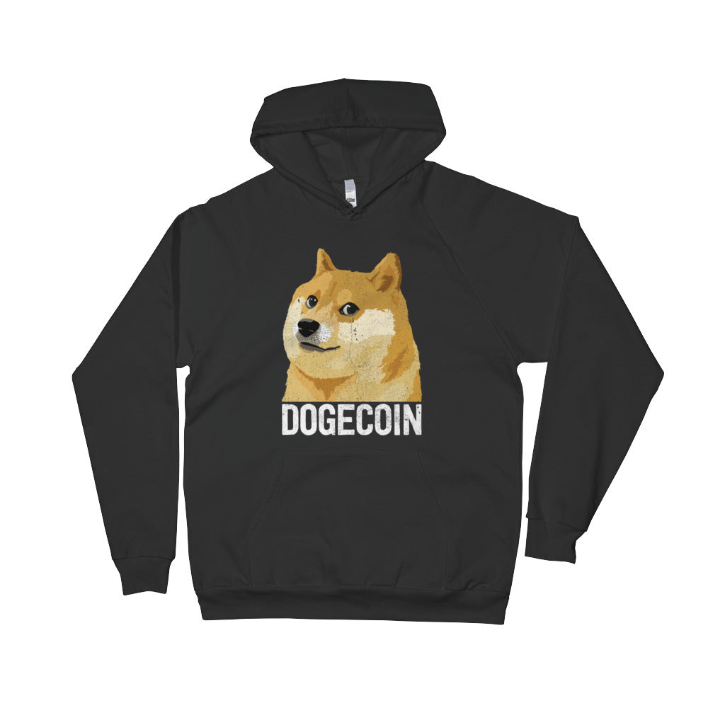 Dogecoin DOGE Distressed Crypto Shirt American Apparel Unisex Fleece Hoodie