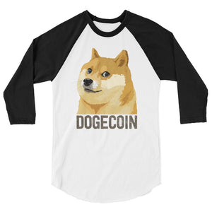 Dogecoin DOGE Distressed Crypto Shirt 3/4 sleeve raglan shirt