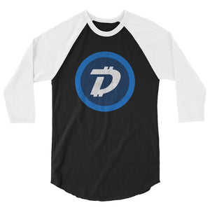 Digibyte DGB Distressed Logo Symbol Cryptocurrency Shirt 3/4 sleeve raglan shirt