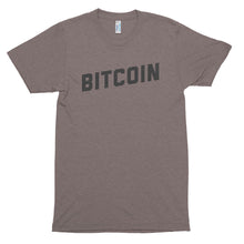 Bitcoin Block Letter Simple Tshirt - Brown t shirt