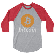 Bitcoin Tshirt Logo Long Sleeve Raglan - Red / Grey t shirt