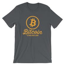 Bitcoin Established 2009 Bitcoin Logo Tshirt