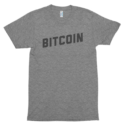 Bitcoin Block Letter Simple Tshirt - Grey t shirt
