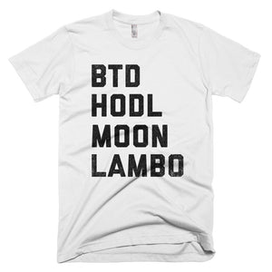 Buy The Dip, HODL, Moon, LAMBO Crypto Shirt American Apparel Bitcoin Short-Sleeve T-Shirt