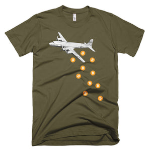 Unique Bitcoin Airplane Bomber Tshirt - BTC Logo - Army t shirt