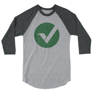 Vertcoin VTC Logo Symbol (Distressed) 3/4 sleeve raglan shirt