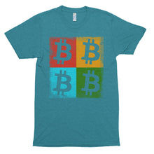 Bitcoin Logo Colorful Squares Tshirt - Blue t shirt