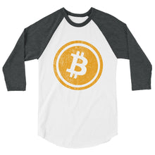 Bitcoin Logo (Distressed) 3/4 sleeve raglan shirt