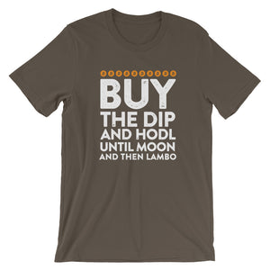 Bitcoin Buy The Dip And Hodl Until Moon And Then Lambo Short-Sleeve Unisex T-Shirt