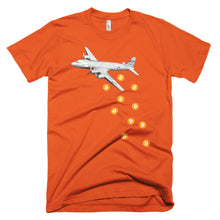 Unique Bitcoin Airplane Bomber Tshirt - BTC Logo - Orange t shirt