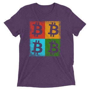 Bitcoin Logo Colorful Squares Tshirt - Purple t shirt