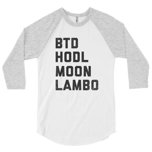 Buy The Dip, HODL, Moon, LAMBO Crypto Shirt  Bitcoin 3/4 sleeve raglan shirt