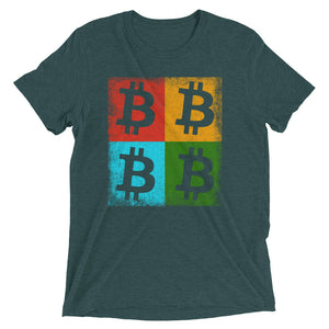 Bitcoin Logo Colorful Squares Tshirt - Green t shirt