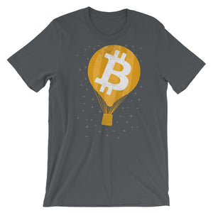 Bitcoin Hot Air Balloon in the Stars Vintage Look BTC Cryptocurrency Tshirt | Short-Sleeve Unisex T-Shirt