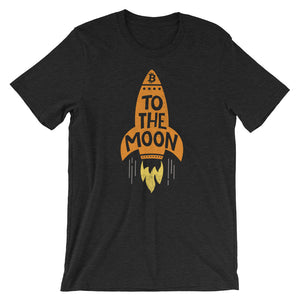 To The Moon Rocketship Bitcoin T Shirt Unisex | Vintage Textured Look BTC