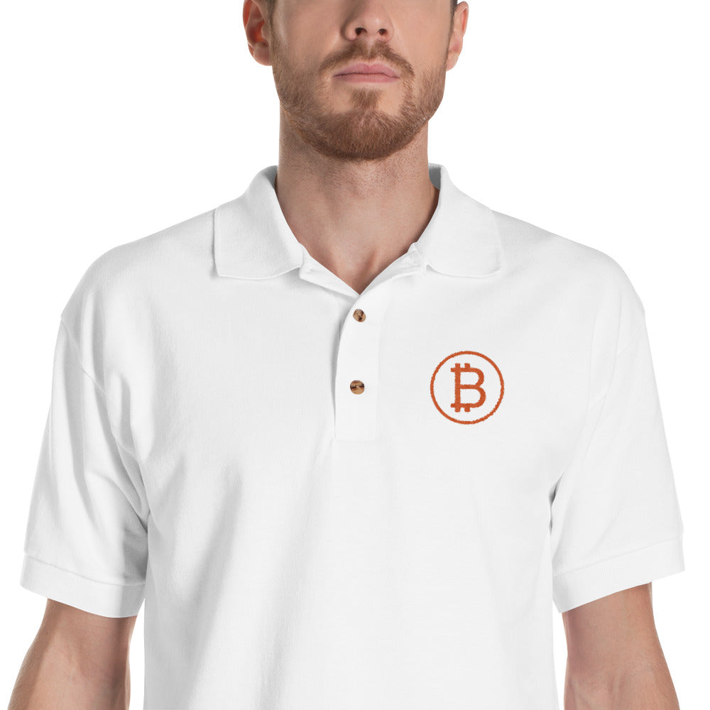 Classic Bitcoin Logo Embroidered Polo Shirt