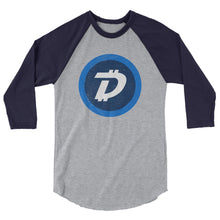 Digibyte DGB Distressed Logo Symbol Cryptocurrency Shirt 3/4 sleeve raglan shirt