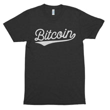 Bitcoin BTC Baseball Script Logo Tshirt - Black t shirt