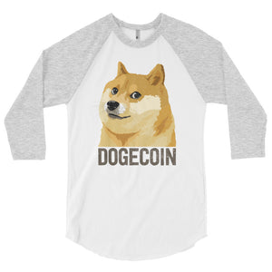 Dogecoin DOGE Distressed Crypto Shirt 3/4 sleeve raglan shirt American Apparel
